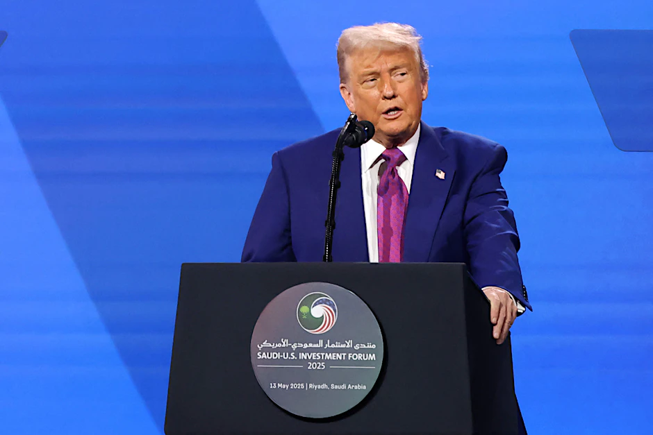 Donald Trump spricht am Dienstag beim saudi-amerikanischen Investitionsforums im King Abdul Aziz International Conference Center in Riad.