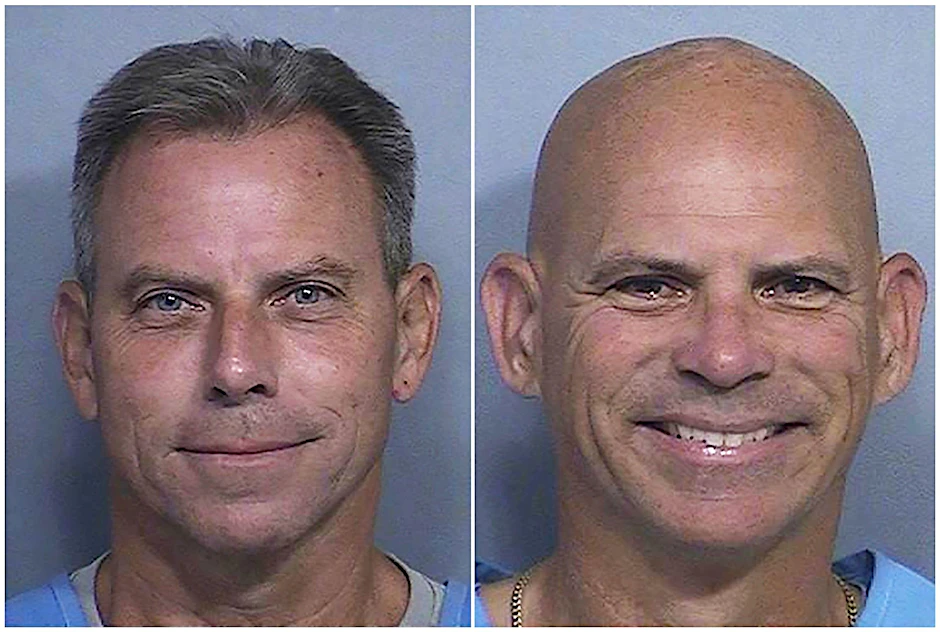 Die Bildkombo aus zwei von der kalifornischen Strafvollzugsbehörde zur Verfügung gestellten Fotos zeigt Erik Menendez (l.) und seinen Bruder Lyle Menendez.
