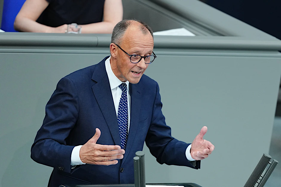 Bundeskanzler Friedrich Merz (CDU) bei seiner ersten Regierungserklärung im Bundestag am Mittwoch.