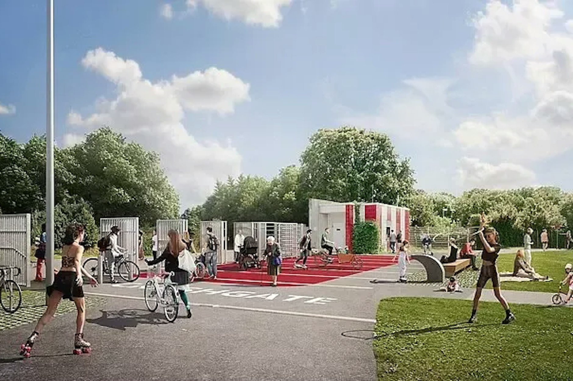 Der Zugang Crash Gate auf der Neuköllner Seite am Tempelhofer Feld wird saniert.