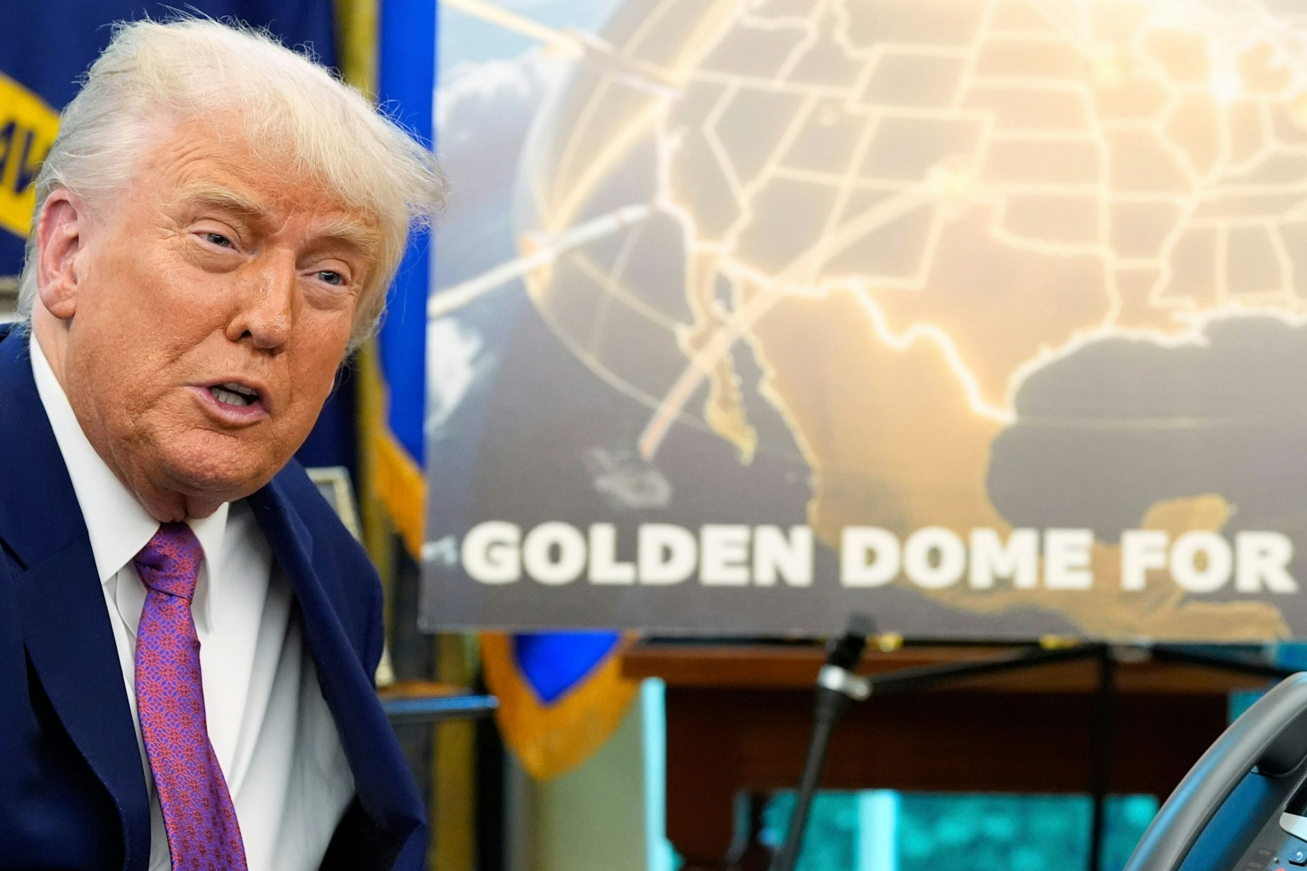 US-Präsident Donald Trump stellt das Raketenabwehrsystem Golden Dome vor.