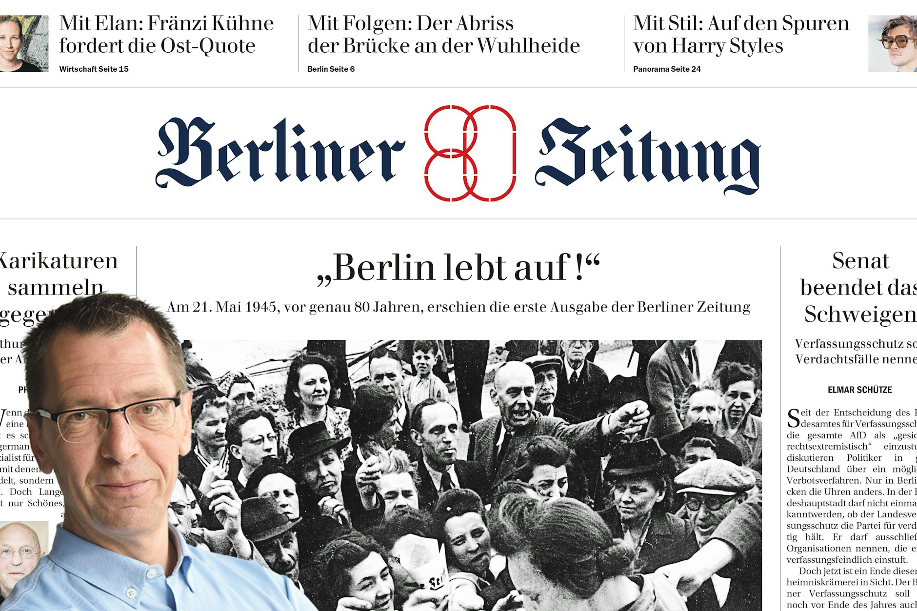 Jan Schmidt, Geschäftsführer, heuerte vor 26 Jahren beim Berliner KURIER an. Er sagt: Happy birthday, Berliner Zeitung!