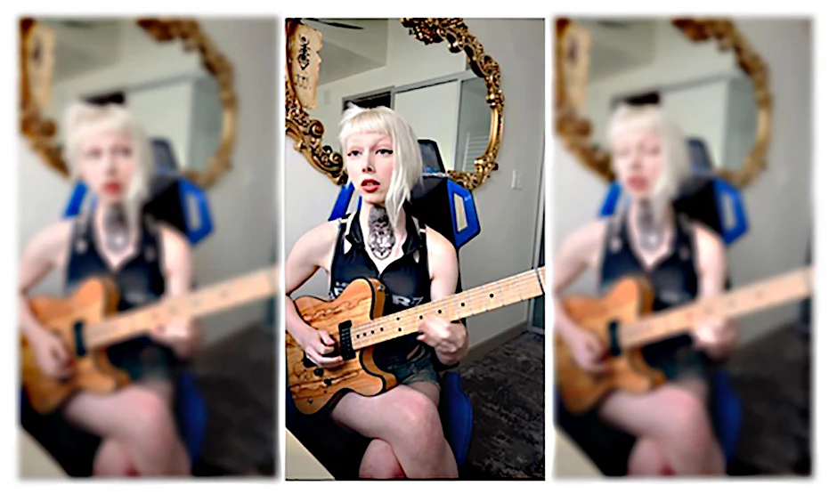 Danielle „Dani“ Sophia wie sie sich gern auf Instagram zeigt, mit einer ihrer Gitarren