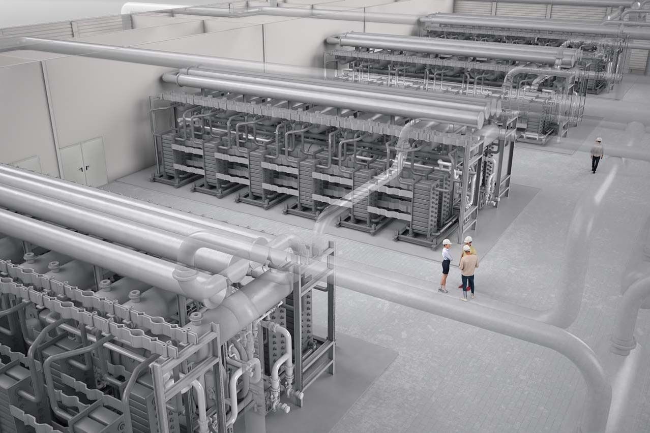 Künftige Elektrolysehalle auf dem Gelände des früheren Kernkraftwerks Lubmin