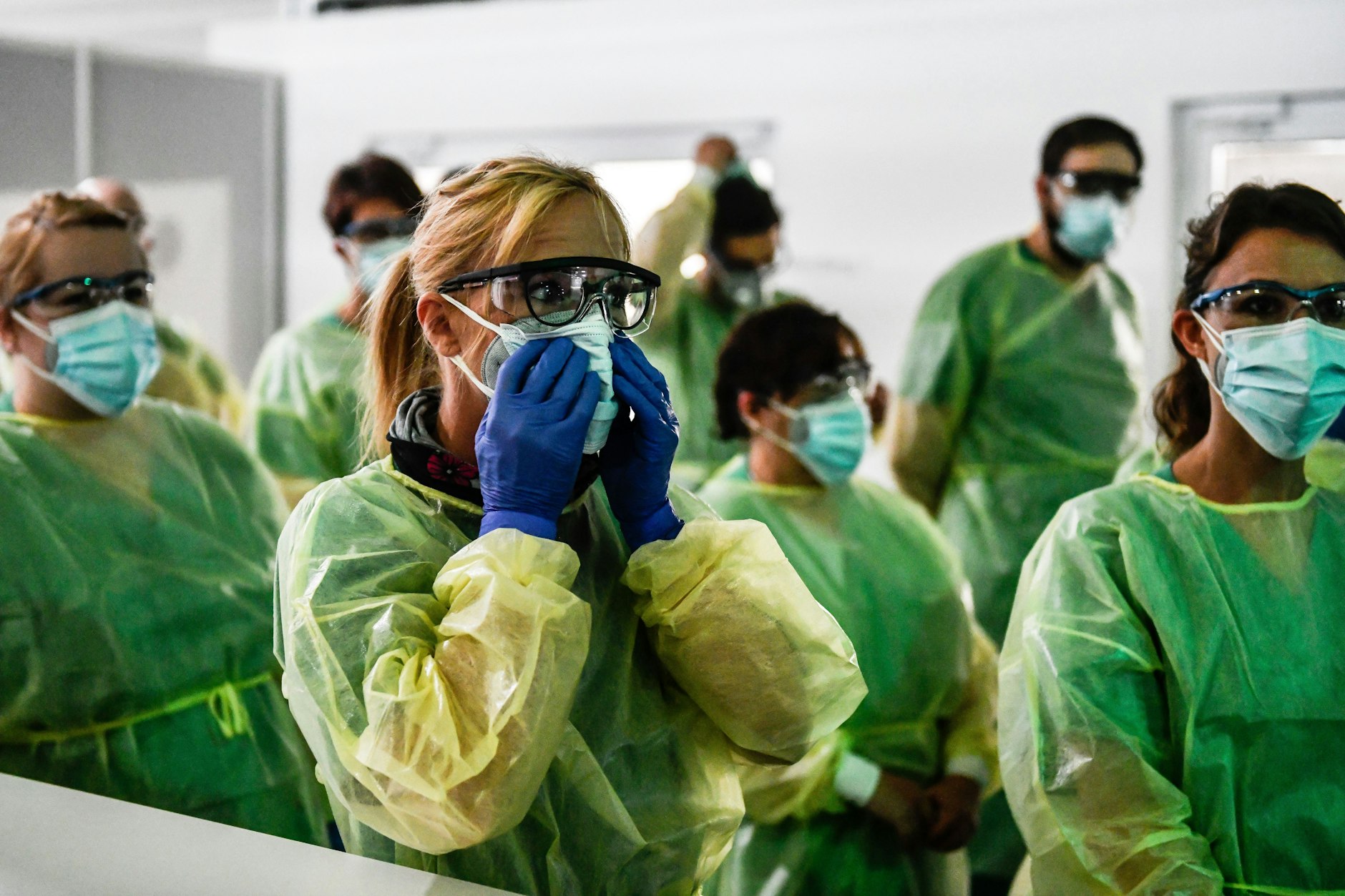 Personalschulung am 11. Juni 2020 in der Corona-Klinik in den Berliner Messehallen.