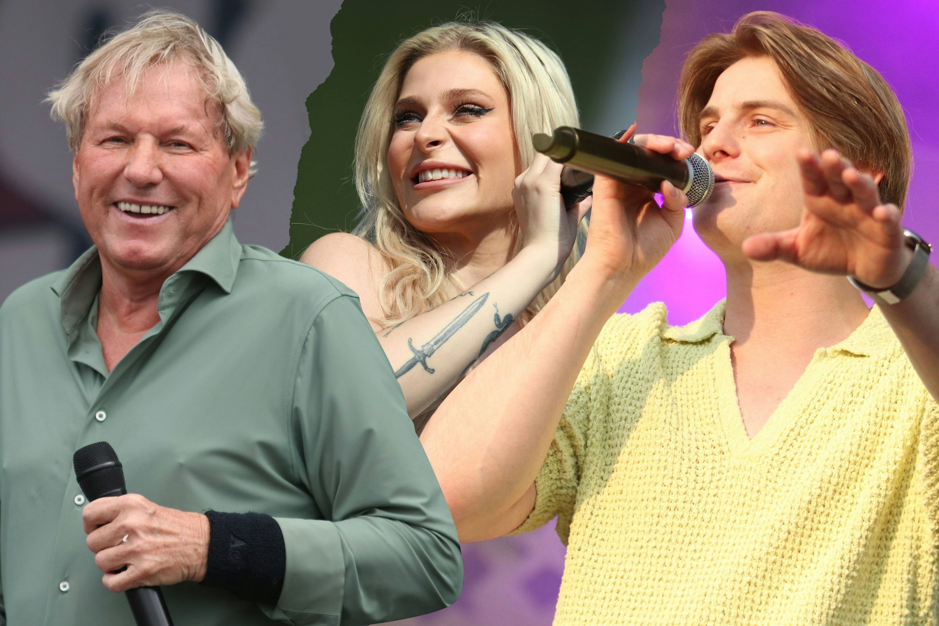 Nur drei der Stars, die beim SchlagerOlymp in Berlin am Samstag auf der Bühne stehen: Bernhard Brink, Marie Reim und Vincent Gross.