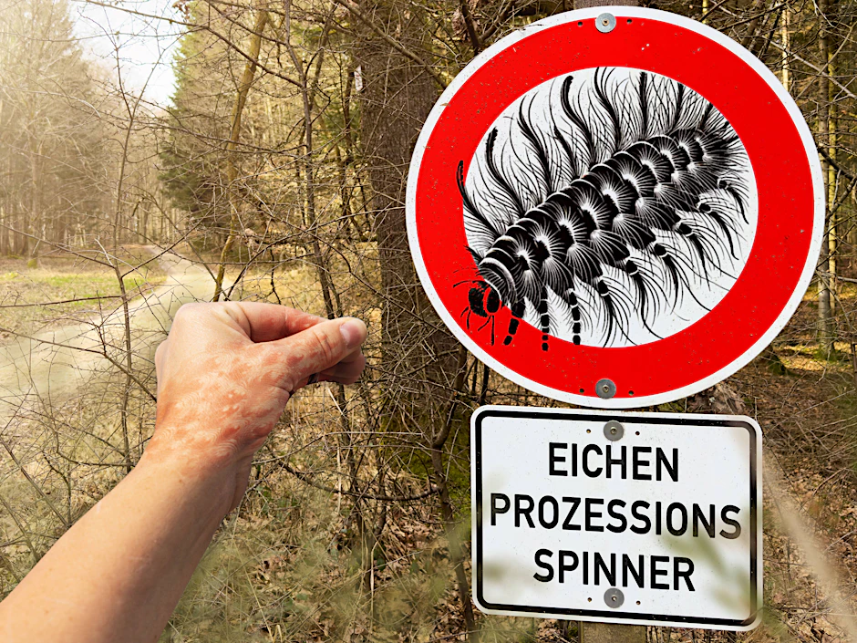 Die Brennhaare des Eichenprozessionsspinners können heftige Ausschläge auslösen - es droht sogar ein allergischer Schock! Die Giftraupen sind momentan auch in Berlin unterwegs.
