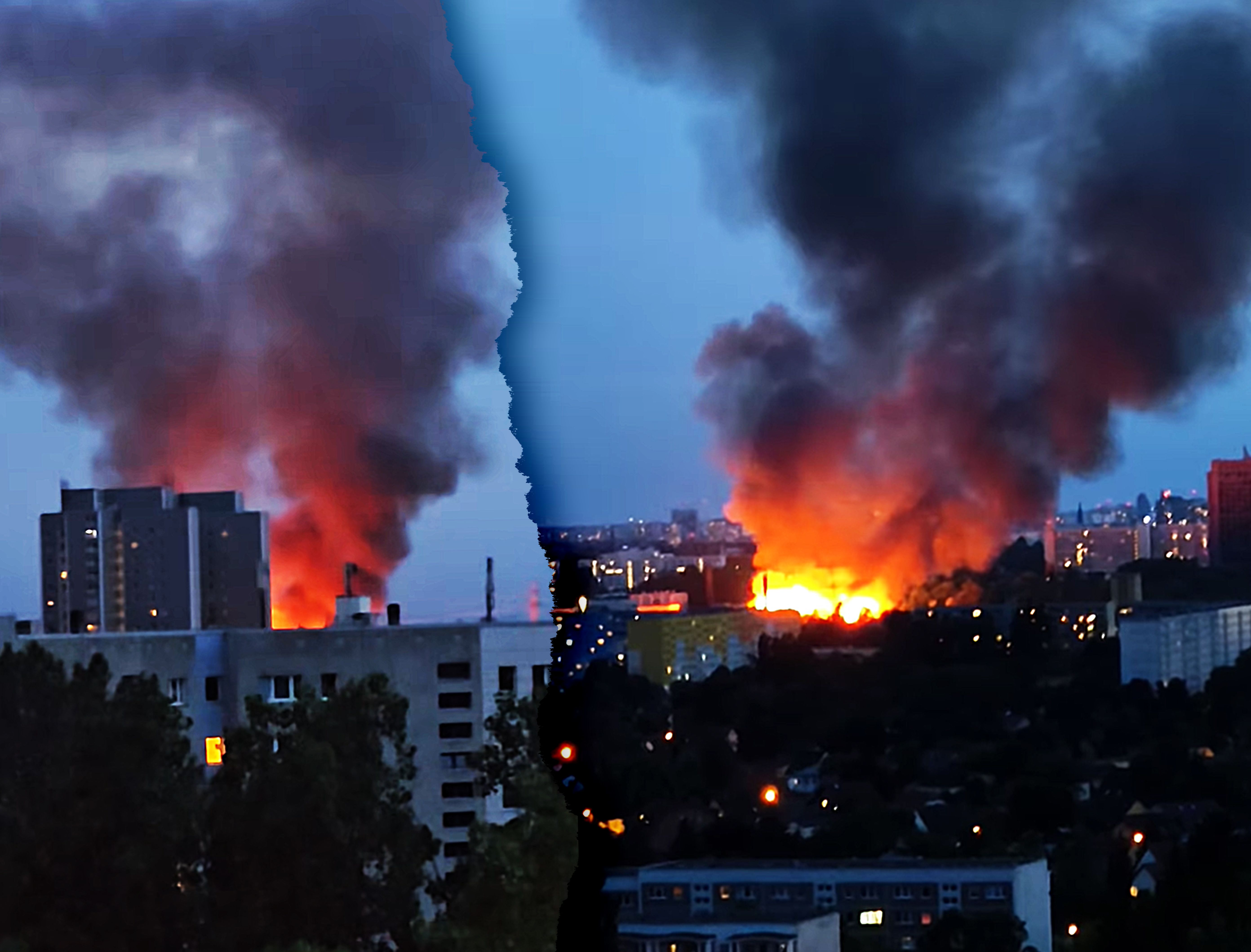 Update: Inferno in Marzahn: Großbrand und Explosionen die ganze Nacht