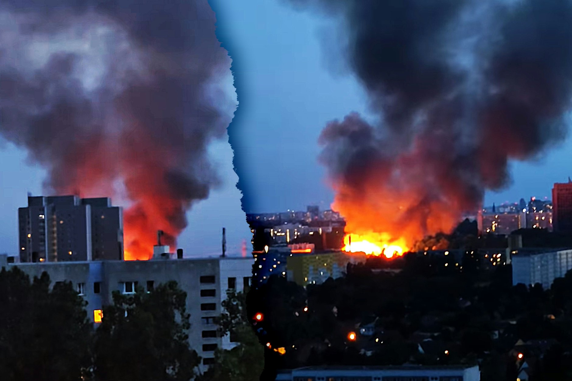Im Pyramidenring in Marzahn kam es am Sonntagabend zu einem Großbrand. Die Feuerwehr ist mit rund 100 Kräften vor Ort, der Einsatz soll bis in die frühen Morgenstunden dauern.