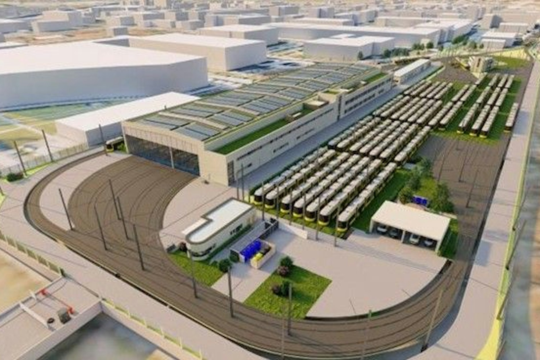 Der neue Straßenbahnbetriebshof in Adlershof.