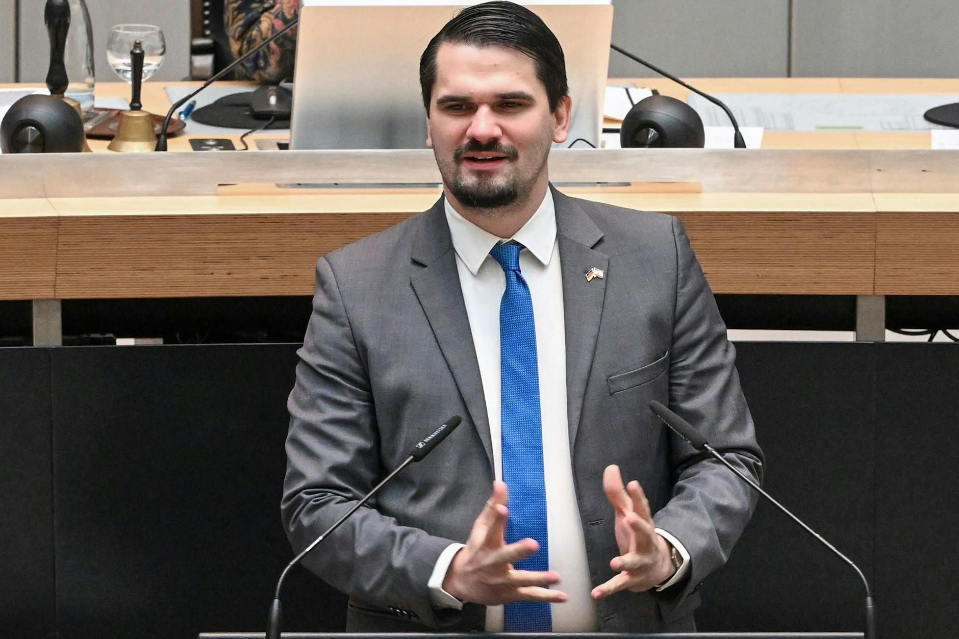 Der Abgeordnete Marc Vallendar (AfD) im Berliner Abgeordnetenhaus.