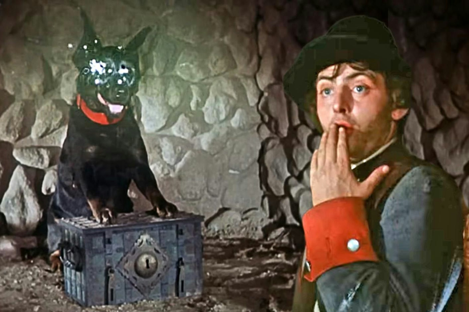 Im Film „Das Feuerzeug“ spielte Rolf Ludwig einen Soldaten, der ein verzaubertes Feuerzeug bekommt. Die Szene mit den Hunden, deren Augen Funken sprühen, gruselte viele Zuschauer.