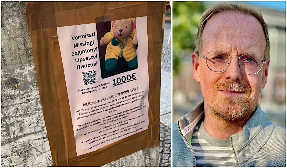 Marcus Erlenbauer gibt die Hoffnung nicht auf. Er sucht weiter nach seinem gestohlenen Teddybären – einem wertvollen Erinnerungsstück an seine Mutter. „Er war immer bei mir, ein Stück Zuhause“, sagt er. Jetzt mobilisiert er ganz Berlin: mit Plakaten und Co.