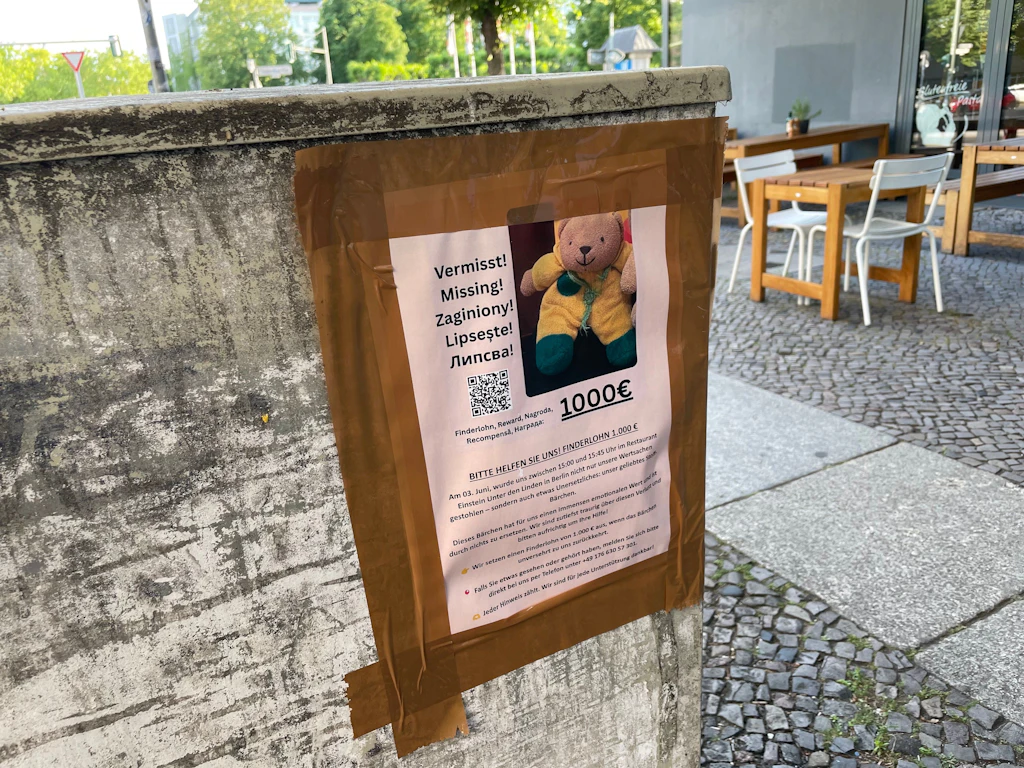 Finderlohn 1000 Euro: In Berlin wird Teddy „Mini“ gesucht