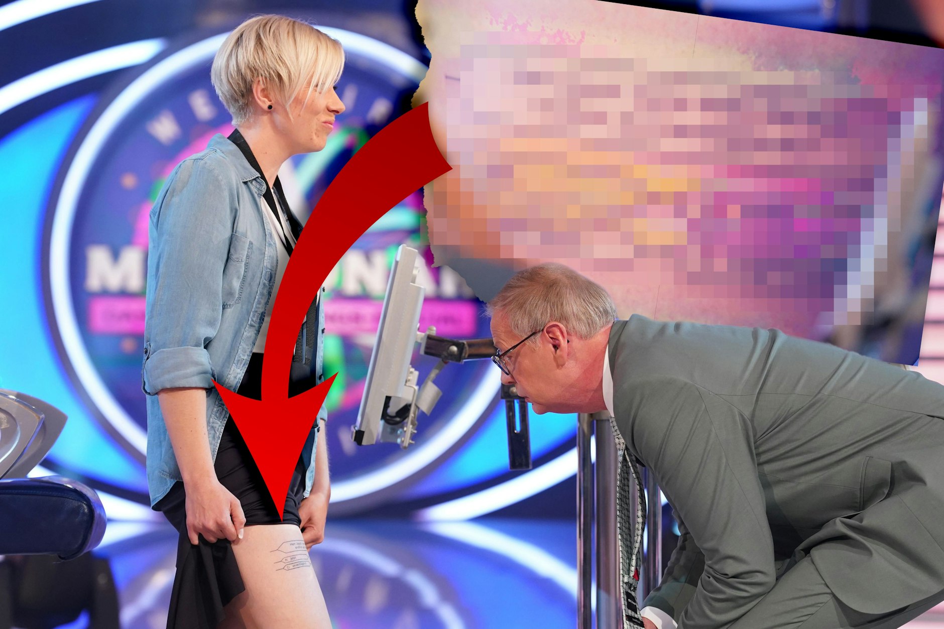 Das besondere Tattoo von Kandidatin Kerstin Führer scheut sich Quizmaster Günther Jauch bei „Wer wird Millionär?“ etwas genauer an - und reagiert entsetzt.