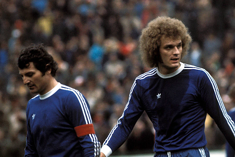 Blau-weiße Klublegenden: Kapitän Luggi Müller (l.) und Uwe Kliemann im Frühjahr 1975
