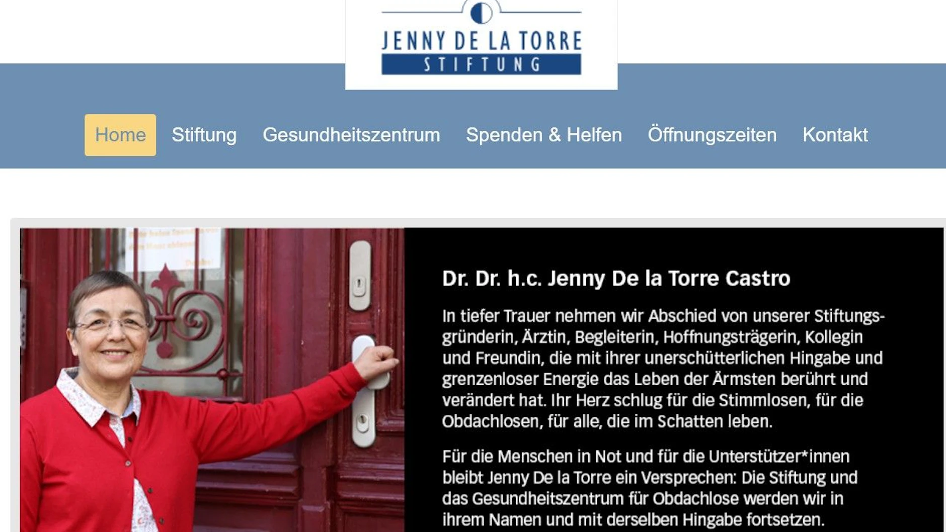 So verabschiedet sich die Torre-Stiftung von Jenny De la Torre.