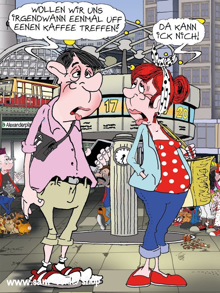 Er gehört zu unserer Rubrik Witz des Tages: Der Cartoon des Tages kommt auch heute von Zeichner Sam Paff aus Berlin.