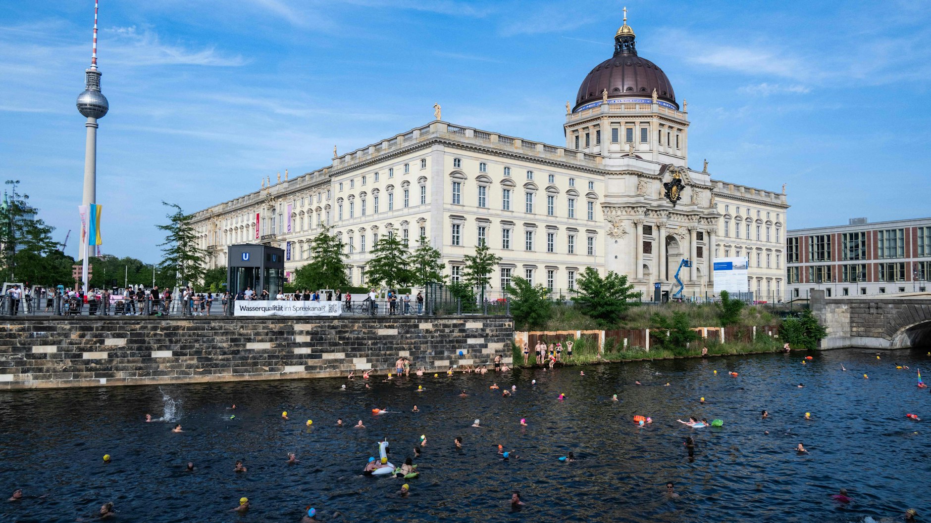 Baden am Stadtschloss - das fordert der Verein Flussbad Berlin nach 100 Jahren Schwimmverbot in der Spree.
