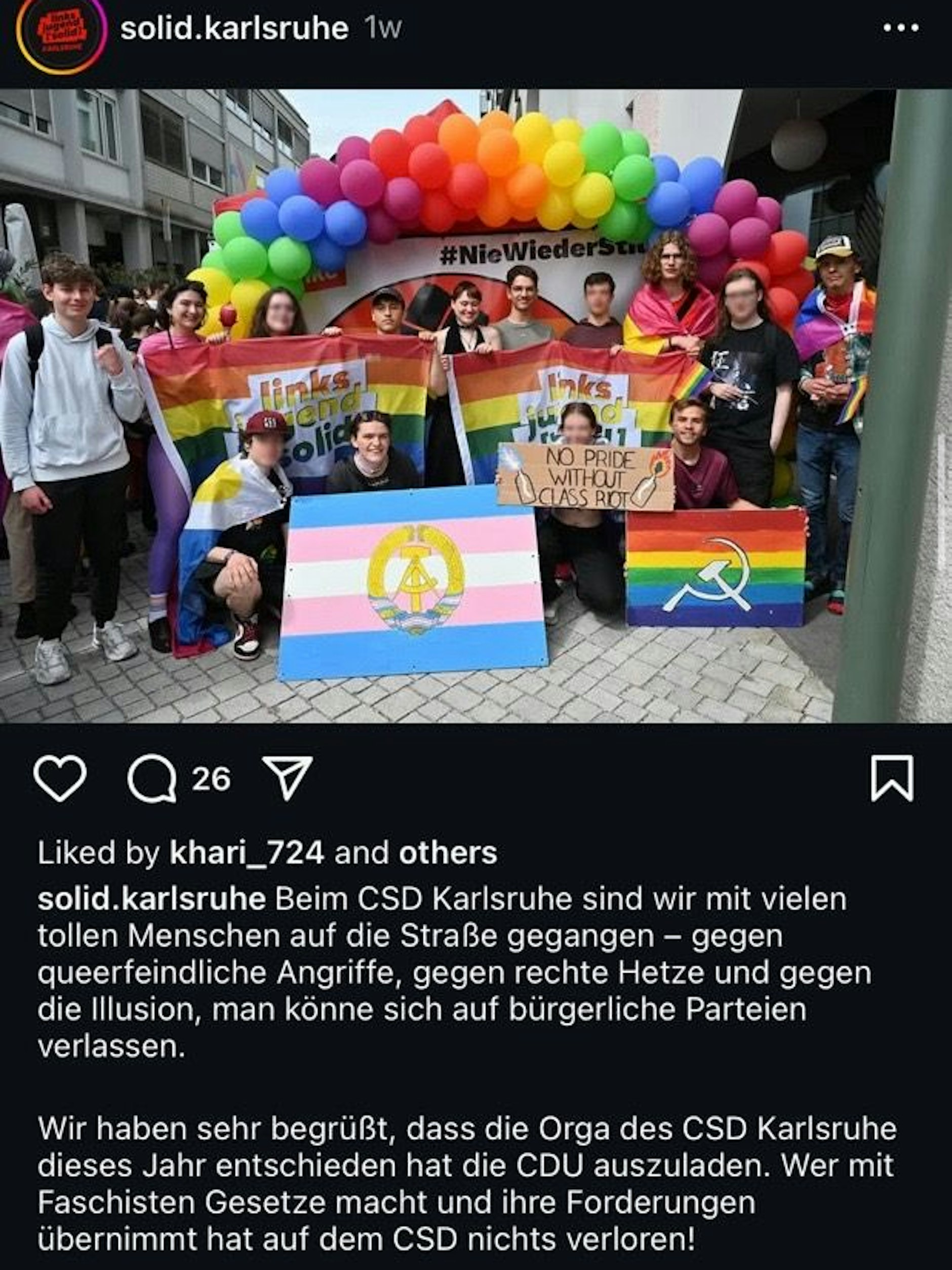 The post by the Left Party youth group has since been deleted.