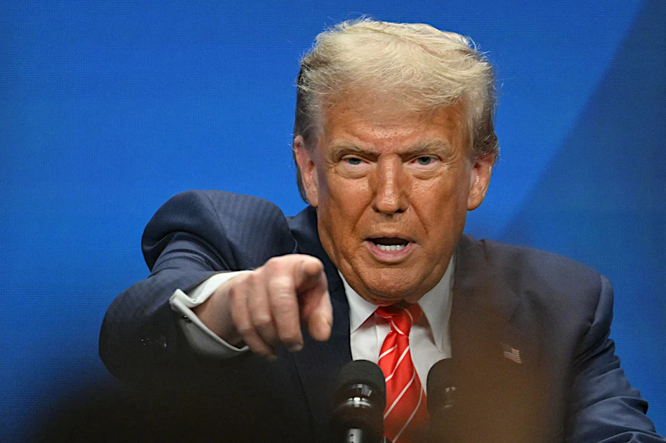 US-Präsident Donald Trump spricht bei einer Pressekonferenz während des Nato-Gipfeltreffens.
