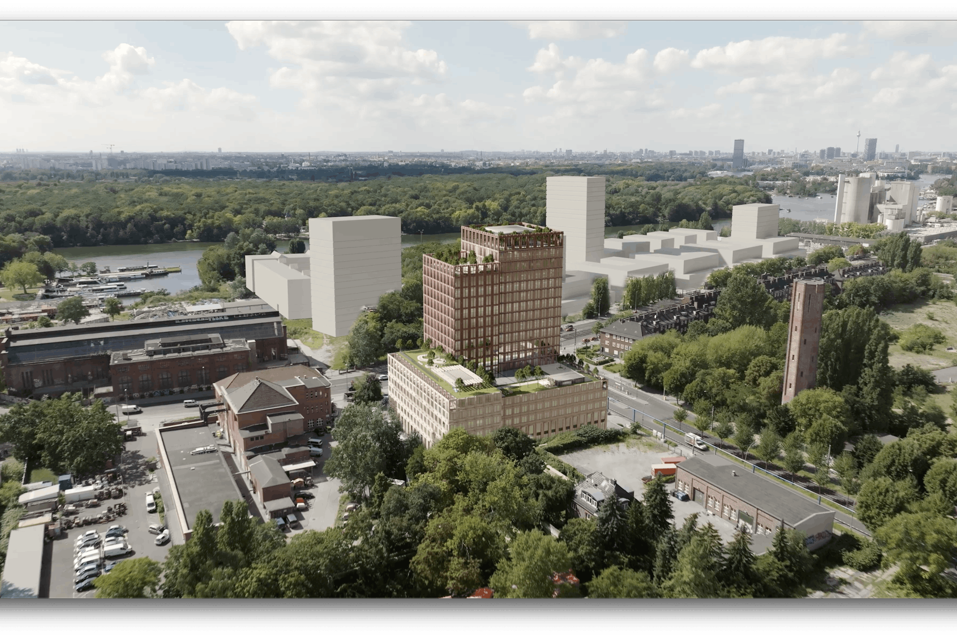 Bekommt Karlshorst seine eigene Mini-Skyline? Hier die angedachte „Spreeküste“, die unmittelbar an Projektstandort Blockdammweg angrenzt.