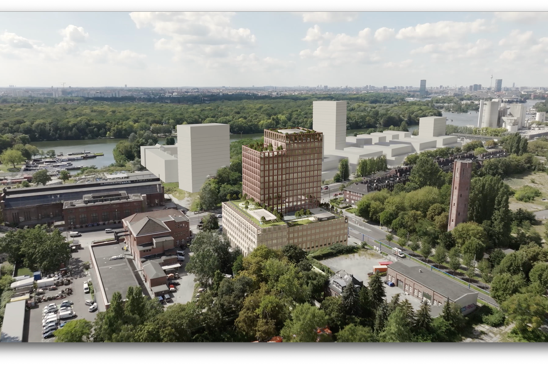 Bekommt Karlshorst seine eigene Mini-Skyline? Hier die angedachte „Spreeküste“, die unmittelbar an Projektstandort Blockdammweg angrenzt.