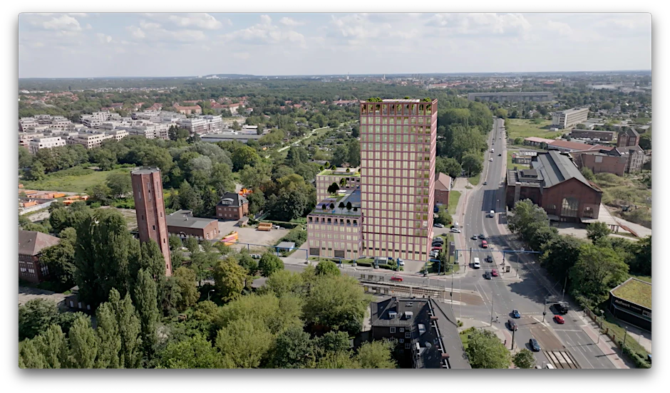 Auf dem Gelände der jüngst abgerissenen Total-Tankstelle an der Ecke Rummelsburger Landstraße/Blockdammweg möchte die HERECON GmbH einen Gewerbebau realisieren. Der Entwurf stammt von Realace Architekten.