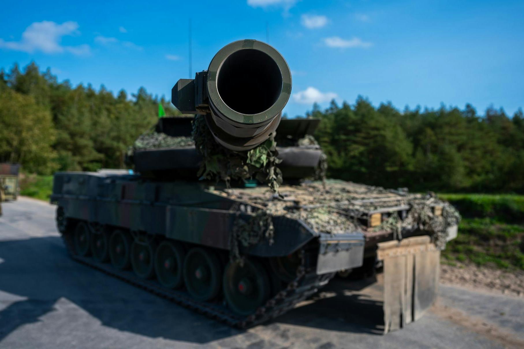 Ein Leopard-2-Panzer der Rüstungsschmiede Rheinmetall