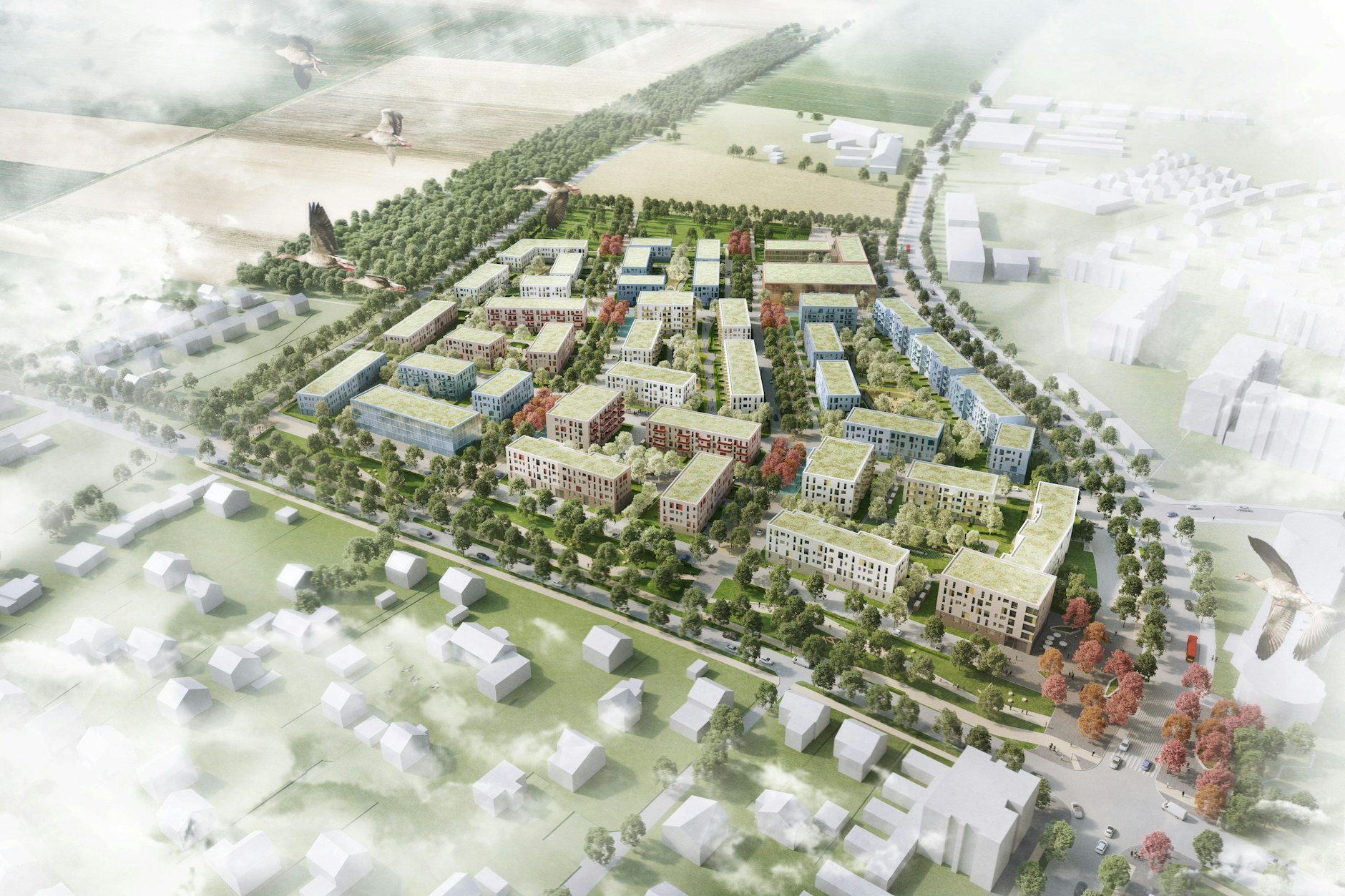 Im Südwesten von Berlin: Im neuen Wohngebiet Buckower Felder entstehen 900 Wohnungen.