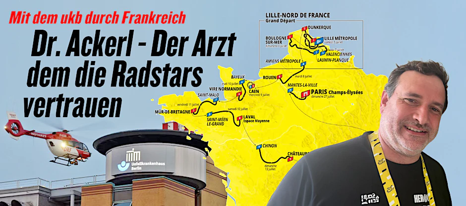 Die Tour de France, gibt es im KURIER aus einer ganz besonderen Perspektive. Dr. Gerald Ackerl aus dem ukb Marzahn schreibt seine persönlichen Eindrücke in Frankreich auf.