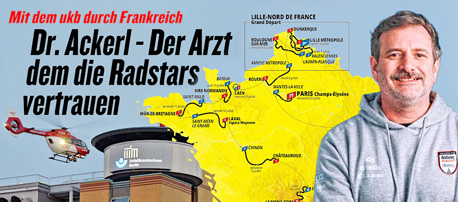 Die Tour de France gibt es im KURIER aus einer ganz besonderen Perspektive. Dr. Gerald Ackerl aus dem ukb Marzahn schreibt über seine persönlichen Eindrücke in Frankreich.
