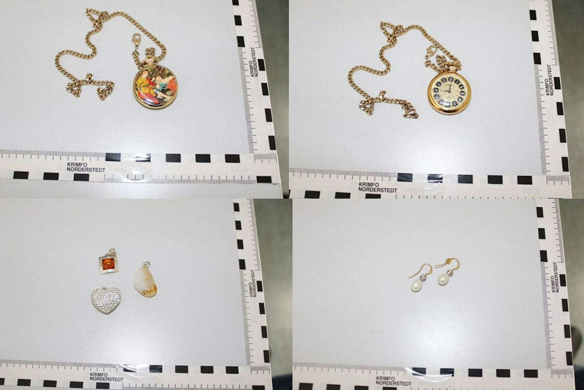 Die Berliner Polizei sucht für diese Uhren und Schmuckstücke nach den rechtmäßigen Besitzern.