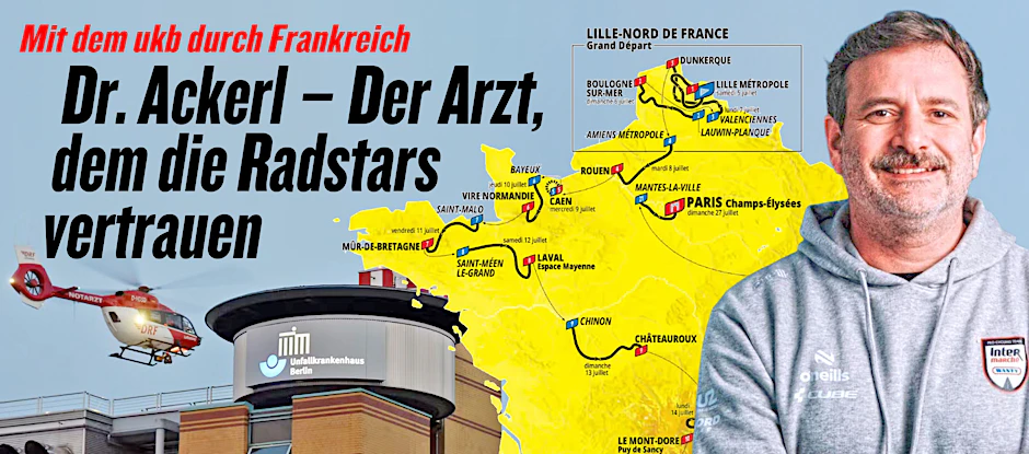 Die Tour de France gibt es im KURIER aus einer ganz besonderen Perspektive. Dr. Gerald Ackerl aus dem ukb Marzahn schreibt über seine persönlichen Eindrücke in Frankreich.