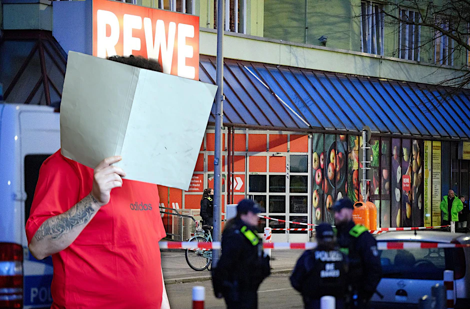 Vor Gericht versteckte sich Alaa A. hinter einem Hefter. Vor einem Supermarkt in Charlottenburg griff er am Silvestertag zwei Menschen mit einem Messer an.