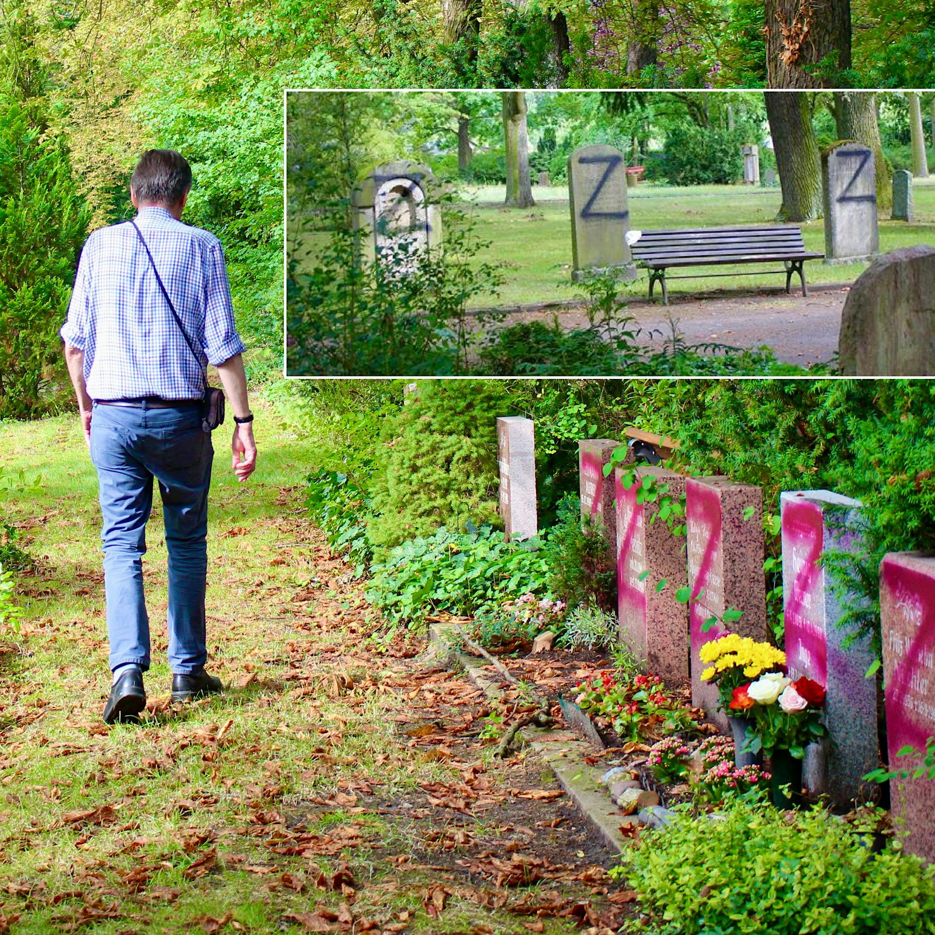 Sozialisten-Friedhof: Russische Kriegspropaganda auf 100 Grabsteinen