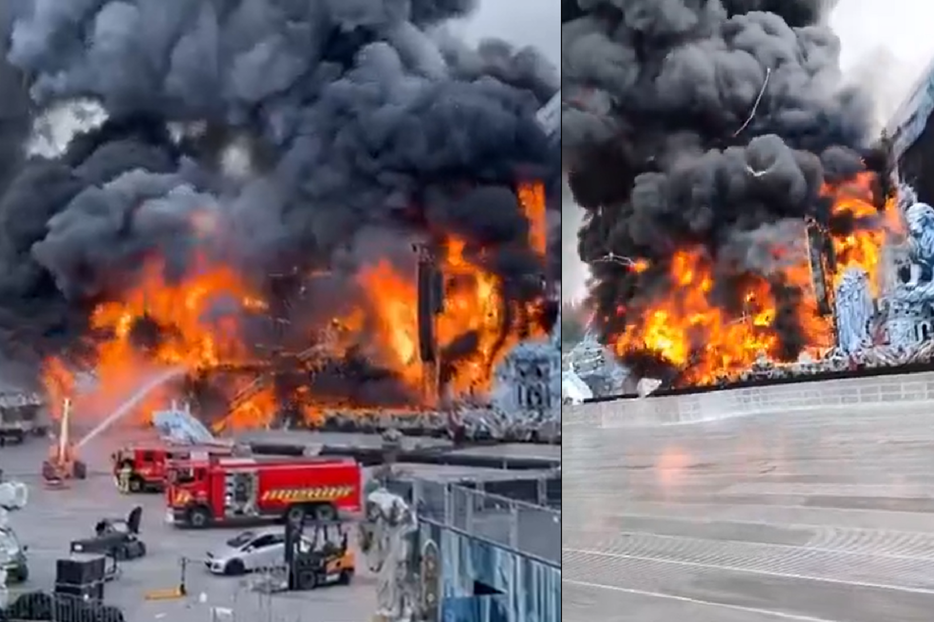 Die Bühne des „Tomorrowland“ steht lichterloh in Flammen. Am Abend verbreiteten sich Bilder und Videos des Brandes in den sozialen Netzwerken.