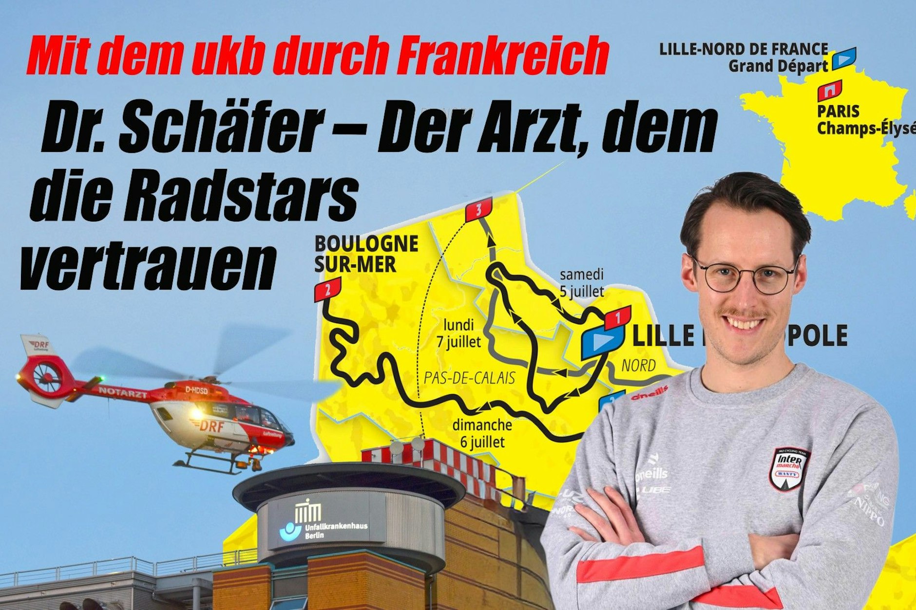 Die Tour de France gibt es im KURIER aus einer ganz besonderen Perspektive. Dr. Benedikt Schäfer aus dem ukb Marzahn schreibt über seine persönlichen Eindrücke in Frankreich.