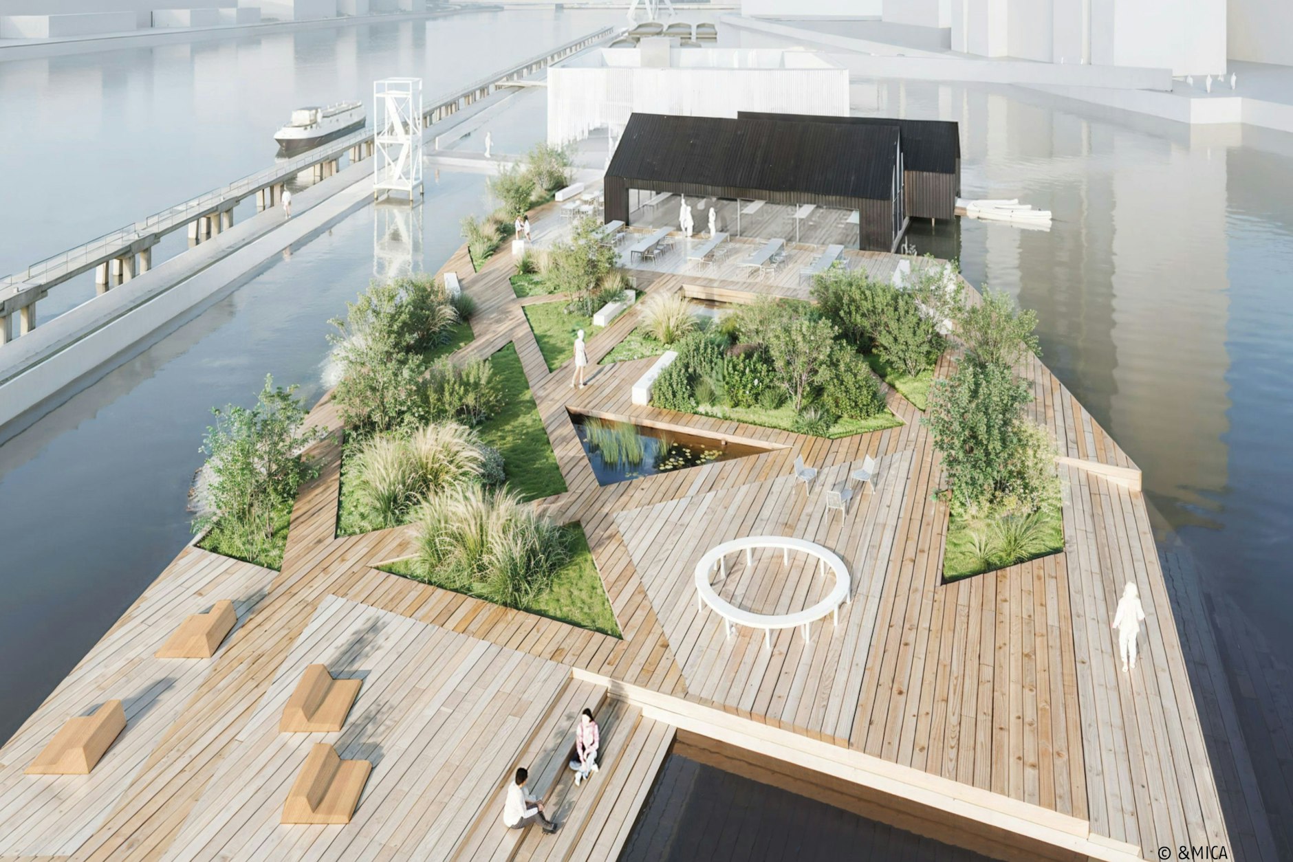 Mit dem Grenzhafen soll ein neues Kulturquartier an der Spree in Berlin entstehen. So könnte das neue Quartier aussehen.