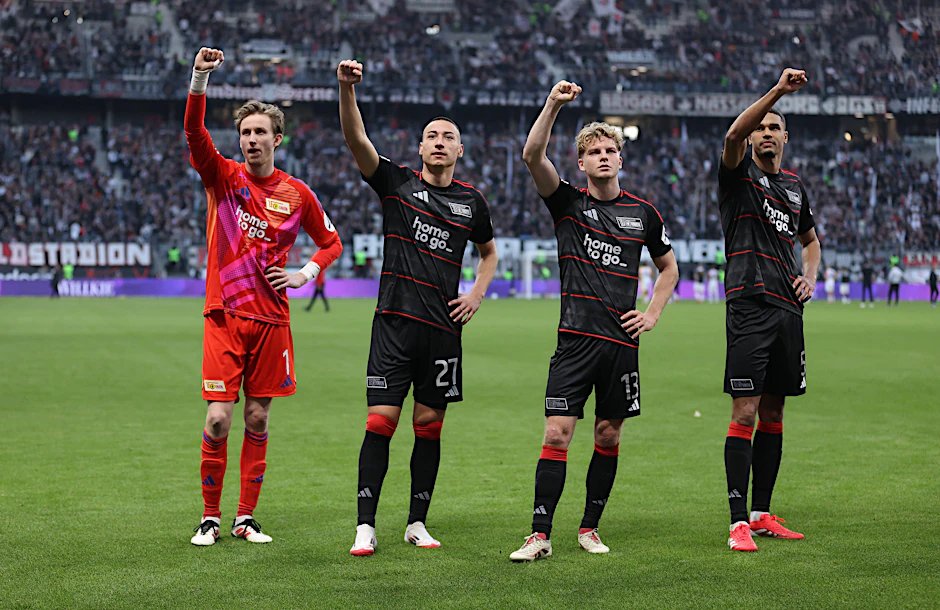 Für Marin Ljubicic (2.v.l.)&nbsp; läuft es beim 1. FC Union nicht rund. Der Stürmer konnte in Köpenick auch in der Vorbereitung bisher keine Pluspunkte sammeln.