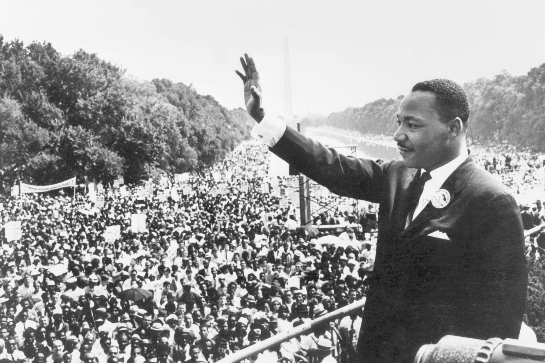 Martin Luther King Jr. hält im Jahr 1963 seine berühmte „I have a Dream“-Rede beim Bürgerrechtsmarsch am Lincoln Memorial.
