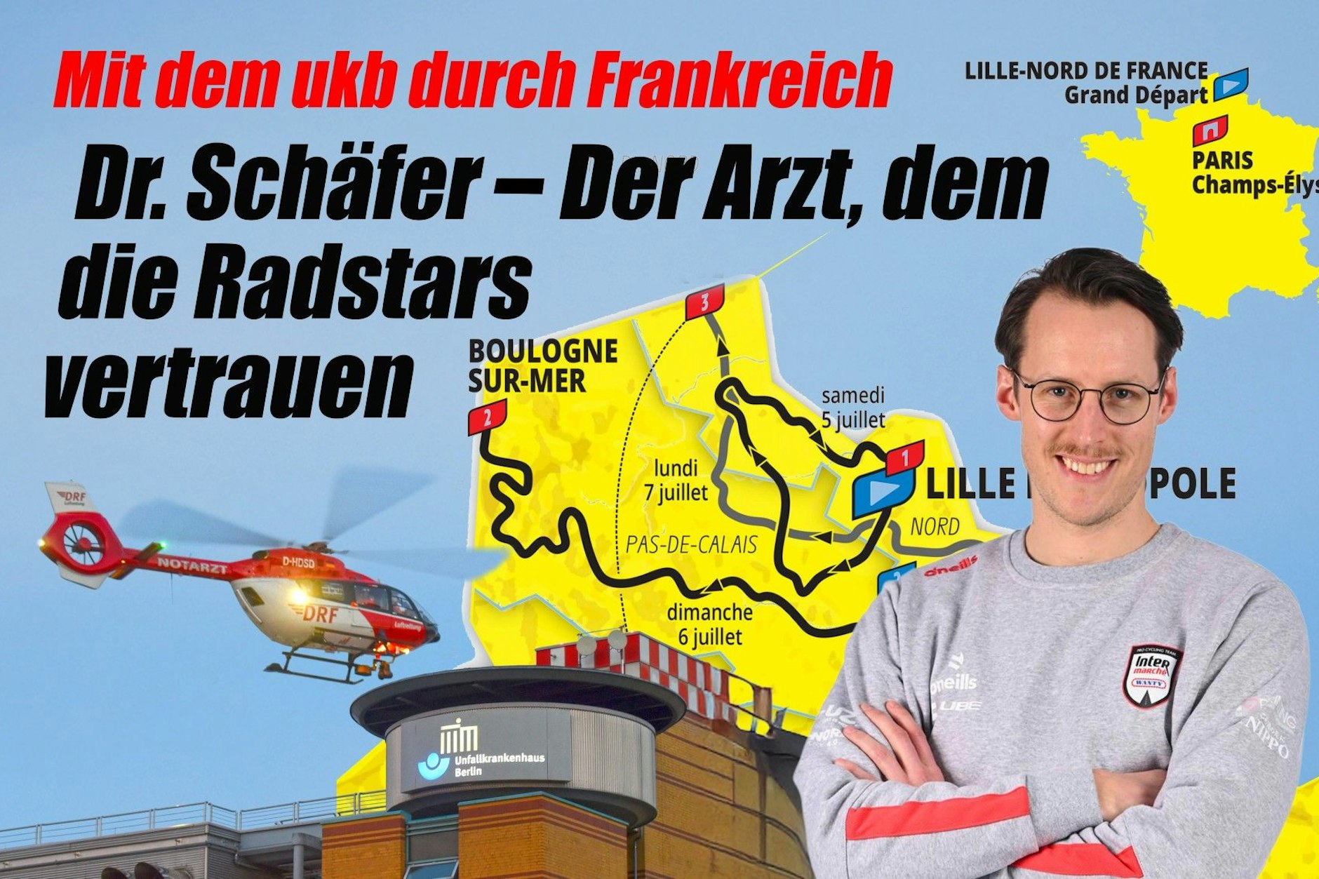 Die Tour de France gibt es im KURIER aus einer ganz besonderen Perspektive. Dr. Benedikt Schäfer aus dem ukb Marzahn schreibt über seine persönlichen Eindrücke in Frankreich.
