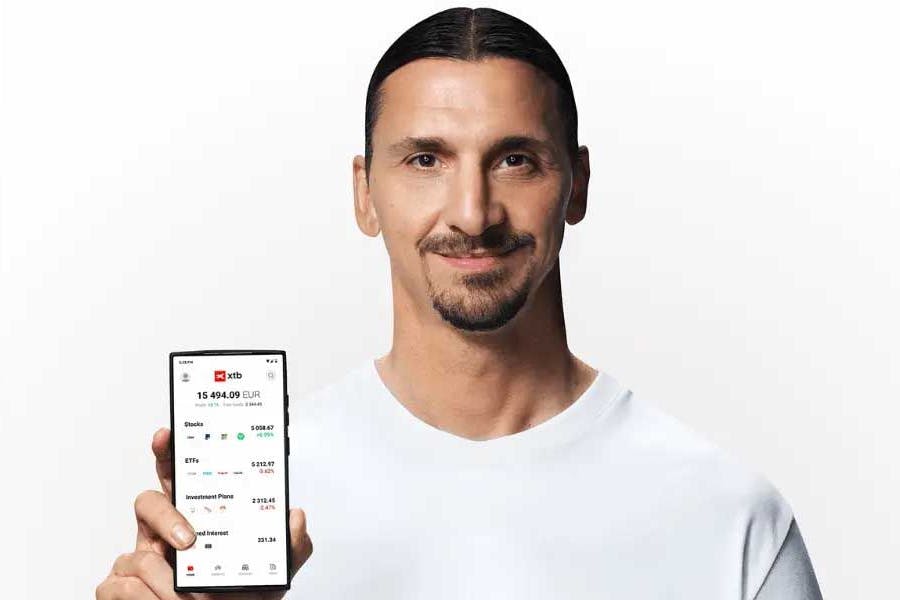 Der frühere schwedische Fußballstar Zlatan Ibrahimovic wirbt für den polnischen Neobroker XTB.