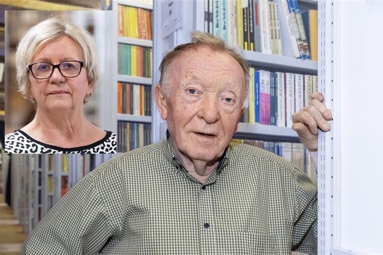 Peter Sodann starb im April 2024 mit 87 Jahren. Seine Witwe Cornelia Brenner-Sodann (kl. Foto.) kämpft darum, dass seine DDR-Bibliothek weitergeführt werden kann.