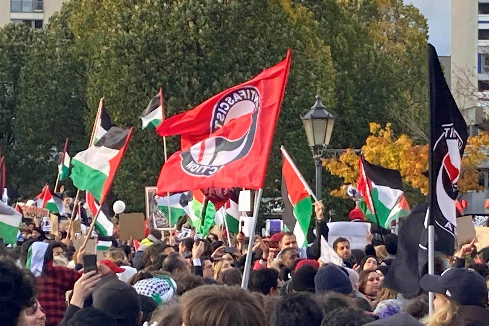 Linke und Palästina-Freunde vereint bei einer Anti-Israel-Demo in Berlin