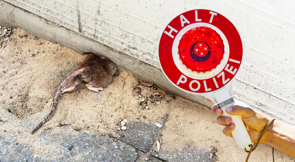 Berliner Polizei im Einsatz, weil Ratte unter Stromkasten festklemmt