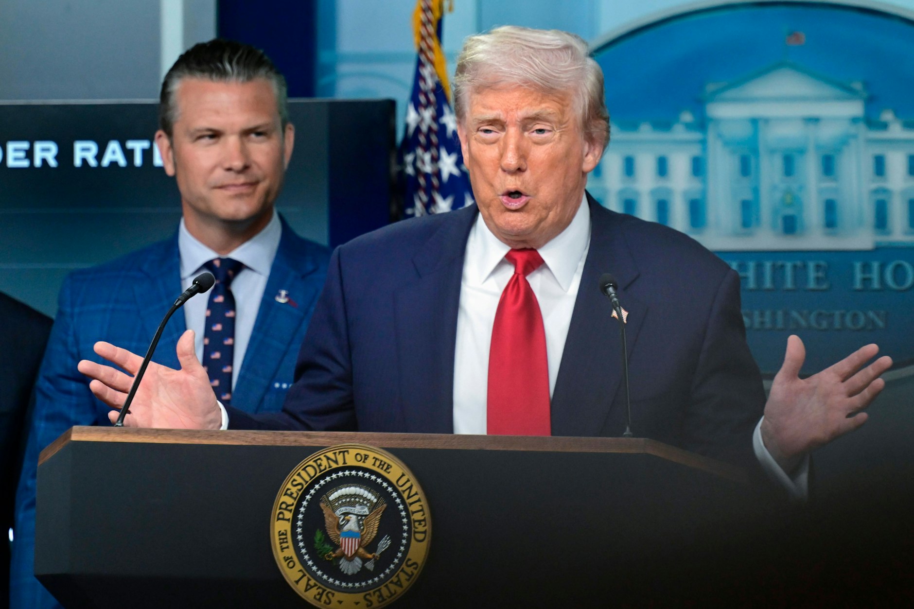 US-Präsident Donald Trump bei der Pressekonferenz am Montag.