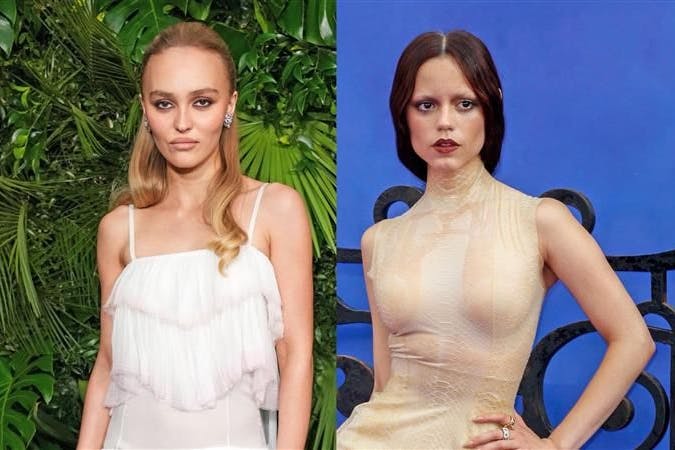 Die Schauspielerinnen Lily-Rose Depp (li.) und Jenna Ortega setzen gerne mal den unnahbaren Blick auf, der als „Gen Z Stare“ derzeit diskutiert wird.