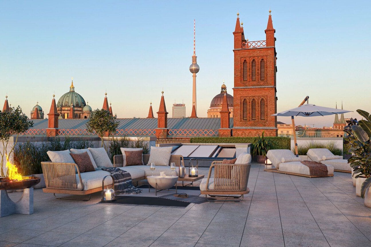 Blick über die halbe Stadt: Mitten in Mitte befindet sich das kostspieligste Apartment Deutschlands.