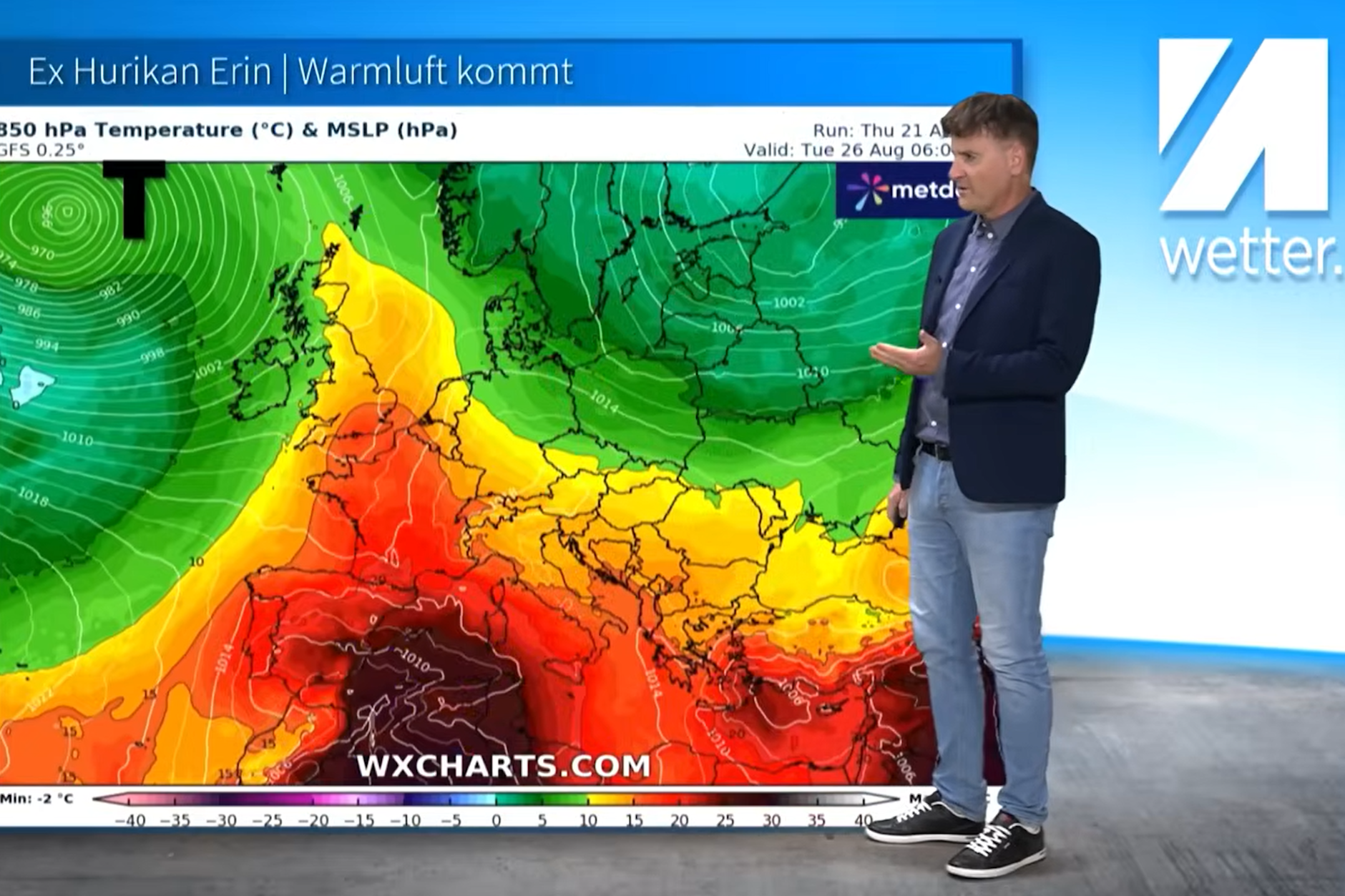 Ausläufer des Ex-Hurrikans Erin schieben warme Luftmassen zu uns nach Deutschland. Besonders im Westen und Südwesten wird es noch mal richtig warm.